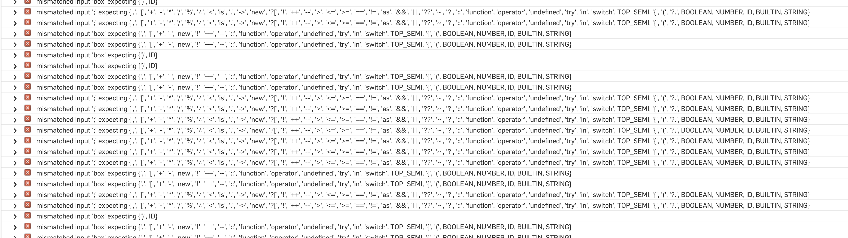 FeatureScript console errors after the first commit